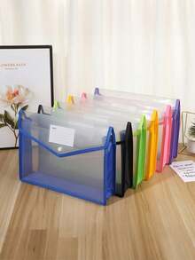 Expandable Plastic File Bag (With Snap Closure Transparent Envelope Style Opening, No Inner Dividers, Large Capacity, Multiple Colors Available, Fits A4 (33cm/12.99in*25cm/9.84in) Size, Random Color) - A - View 6