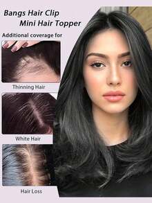 3D Bangs Invisible Seamless Head Hair Water Ripple Hair Air Bangs Head Overhead Natural Gourd Inner Net Hook And Loop Replacement Block Cover White Hair No-Card Frontal Wig Piece Thin Lightweight Hair Parting Instant Volume Increase Fake Hair For Women - Multicolor - View 7