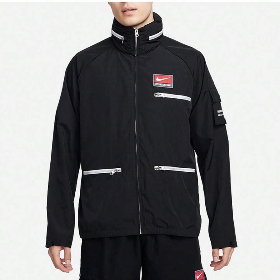 Nike New Season Men's Loose Fit Sports Training Stand Collar Jacket FB7264-010 - Black - View 1