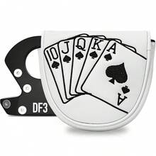 1pc Putter Head Cover, Poker Card Pattern - Magnetic Closure PU Shell, Soft Lining, Black/White Optional - Multicolor - View 5