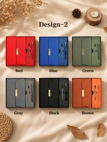Personalized Leather Notebook Set - Notebook And Pen Set - Ideal Gift For New Job Or Teacher - Perfect Office Supplies And Stationery Gift - Travel Size Notebook Optional - Notebook Gift Box Set School Supplies, Thoughtful Gift, Replaceable Notebook - Multicolor - View 11