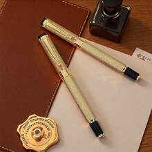 Stylish Dragon-Head Business Fountain Pen-Suitable For Calligraphy And Office Use; Matte Gold Finish;Smooth Writing; Suitable For Students And Office Use;Compatible With Replaceable Ink Cartridges; Designed For Professionals;A Premium Business Gift. - Fountain Pen - View 3