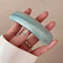 Teal Glossy Rectangle Hair Barrette Beach Accessories Back To School Hair Clips For Women Minimalist French Hair Clip - Multicolor - View 8