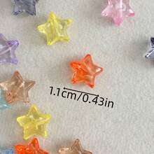 120pcs Multi-Color Transparent Five-Pointed Star Acrylic Beads, Loose Star Beads For Diy Bracelets, Necklaces, Earrings And Hair Accessories Handmade Crafts - Multicolor - View 2