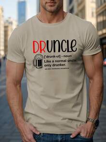Camiseta de Hombre con Estampado Drunk Uncle - Manga Corta Casual, Poliéster Transpirable, Camiseta con Estampado Geométrico de Verano - Gris oscuro - estilo2 - Ver 9