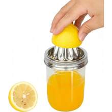 2 Pcs Mason Jar Juicer Lid 3.38 Inch Wide Mouth Stainless Steel Orange Lemon Manual Juicer - Silver - View 4