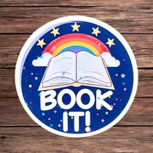 1PC Retro 80s Bookworm Sticker, Book It Pizza Party Slogan Vinyl Decal For Laptop Water Bottle Notebook, Waterproof Bookish Decal Sticker, Aesthetic Stationery Journaling Scrapbook Accessories Gift For Readers - S2265 - View 11