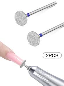 2pcs Tungsten Carbide Nail Drill Bit Set Blue Grinding Nail File Head Milling Cutter Nail Art Tool Accessories - Multicolor - View 1