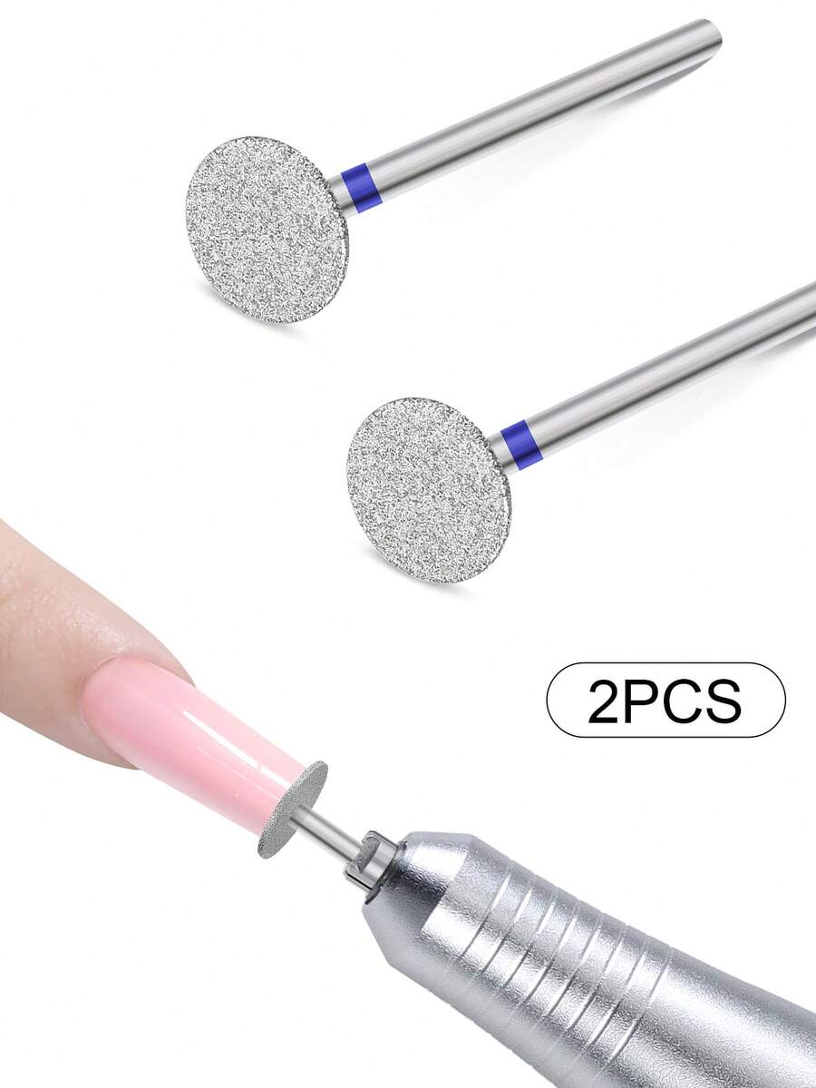 2pcs Tungsten Carbide Nail Drill Bit Set Blue Grinding Nail File Head Milling Cutter Nail Art Tool Accessories - Multicolor - View 1