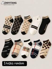 ZHIYITANG 1/3/5/8/10/20 Pairs Men Ankle Socks, Random Assorted, High-Quality, Fashionable, Casual, Breathable, Sweat-Absorbent, Lightweight, Low-Cut, Summer, Size 39-42/43-46 - Multicolor - View 17
