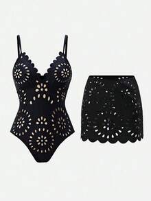 Swim Oasis Traje de baño de una pieza elegante y maduro estilo BOHO a juego, para playa y resort de primavera/verano - Blanco - Ver 2