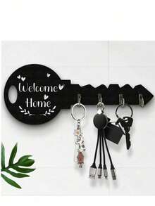 Estante de cocina montado en la pared - Estilo bohemio-chic rústico de madera con estante y ganchos - Fácil de instalar, organizador de pared ahorrador de espacio para llaves, abrigos y talla grande - Perfecto para la entrada, la cocina, la oficina, el perchero de llaves - A - Ver 6
