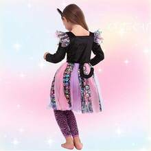 1 Set Halloween Witch Dress Girls Cute Cat Dress, Cat Halloween And Theme Party Costume - Multicolor - View 6