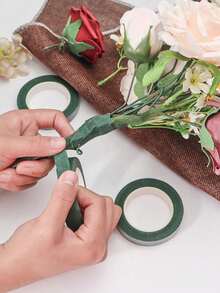 1/5/10pcs Green Floral Tape DIY Wedding Bouquet Stem Wrapping Material, Florist Valentine's Day Mother's Day Father's Day Bouquet Packaging Material, Self-Adhesive Floral Tape For Bouquet Wrapping And Floral Arrangement Decoration, Wedding Supplies, Garden Accessories Outdoor - Dark Green - View 5