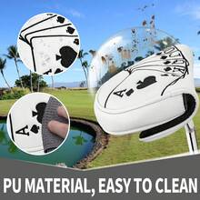1pc Putter Head Cover, Poker Card Pattern - Magnetic Closure PU Shell, Soft Lining, Black/White Optional - Multicolor - View 7