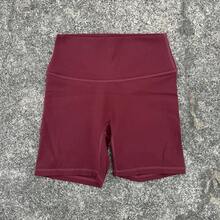 Solid Color Women's Fitness Sports Shorts High Waist Yoga Leg Shorts Cycling Full Body Workout Jog Squat Proof Inner Pocket - 亮橙色 - 查看 4