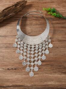 Fashionable Vintage Floral Punk Multi-Layer Water Drop Tassel Necklace For Women, Casual Party Ball Accessory, Short Choker - Butterfly - View 8