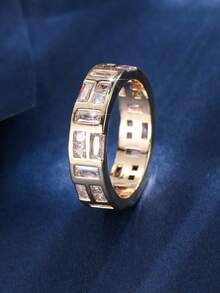 1pc Luxury Elegant Square Hollow Zirconia Inlaid Ring For Women, Daily Anniversary Gift - Ring - View 11