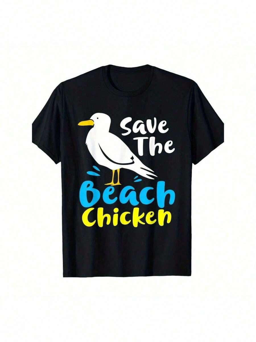 Camiseta con estampado gráfico 100 de Rescue Beach Chick Seagull Pattern - Negro - Ver 1