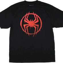Loose Fit T-Shirt With Spider Emblem Design, Short Sleeve, Round Neck, Streetwear, Casual, Vintage Style, Urban Rock, Retro, Alternative Summer - 黑色 - 查看 1