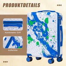 Custom PC Spinner Wheel Suitcase, Hand Luggage Suitcase, With Printed Pattern And Combination Lock - 藍色 - 查看 7