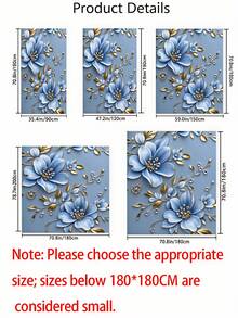 1/3/4件組 藍色花卉鑽石金飾浴室浴簾套裝，72*72英吋，防水耐磨浴室裝飾配件，含12個掛鉤，含U型馬桶墊、防滑浴室地墊與柔軟小地毯，聚酯纖維布料，可機洗，適合節日裝飾、居家/臥室/住宅/西式/夏季/房間佈置 - 彩色 - 查看 4