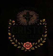 Jesus Christ Cross Religious Faith Love Nature Floral T-Shirt 100% Cotton Premium DTF Print - 黑色 - 查看 2