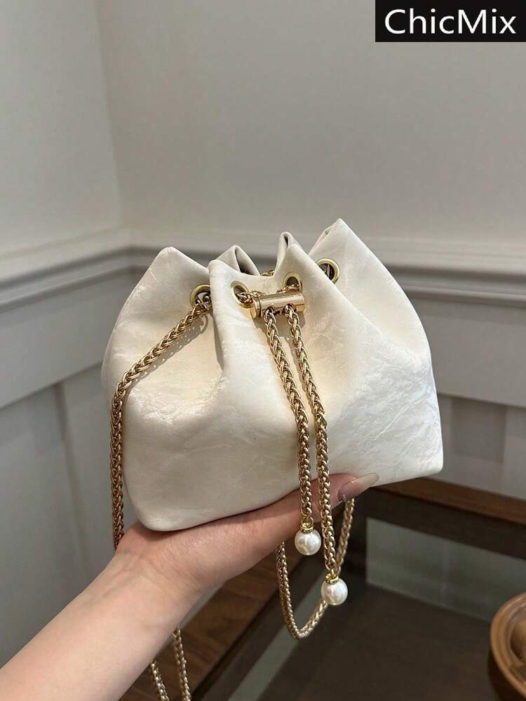 Bolso de Mujer de Cuero Suave y Ligero, Mini Bolso Casual para Citas - Blanco - Añade 2