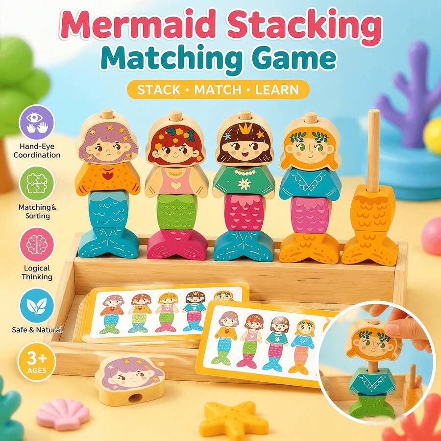 Wooden Animal Shape Sorter Column Toy, Color & Geometry Matching Blocks, Early Educational Game For Toddlers - Multicolor - View 1