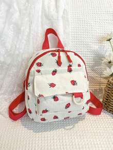 XD 2026 New Cute Sweet Corduroy Lightweight Mini Backpack, Soft And Comfortable, Perfect For Travel, Spring Outings, School Essentials, (Random Print Position) - Multicolor - View 8