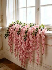 1/2pcs Artificial Wisteria Vine, Durable Plastic Faux Wisteria Flower Garland Hanging Decor, Suitable For Year-Round Wedding Decoration, Indoor/Outdoor Commercial Decoration - Multicolor - View 7