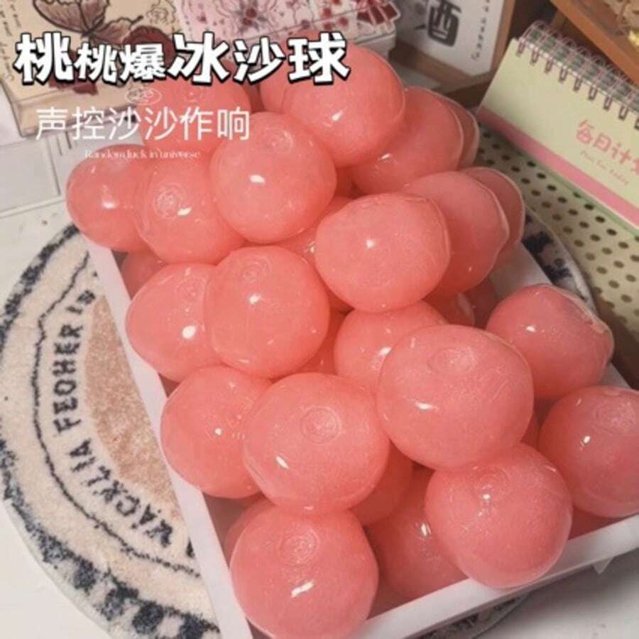 Sweet Peach Slush Texture Handmade Squishy Ball, DIY Homemade Smooth Feel Fidget Toy, Sand Sound Vent Decompression Gadget, Portable Pocket Size Relaxation Decor Ornament - Multicolor - View 1