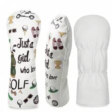 Golf Girl Style Printed Golf Club Headcover, Gentle Minimalist Design, Golf Accessory - White - View 3