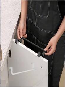1 pièce Barre à serviettes extensible en acier inoxydable 23 cm (9,06 pouces)/36 cm (14,17 pouces), porte-serviettes de salle de bain et de cuisine, barre à serviettes en acier inoxydable brossé de 36 cm (14 pouces) avec crochets, porte-serviettes gain de place - Noir - Voir 4