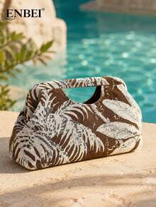 ENBEI Delicado Bolso de Mano Vintage Tejido Tipo Nube - Bolsa de Cosméticos, Bolso de Mano Plisado en Forma de V, Bolso de Playa para Mujer, Bolso de Concha de Moda, Minimalista Multifuncion - Multicolor - Ver 10