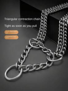 Stainless Steel Double Chain Dog Collar, Choker Necklace For Large Dog Breeds - Doberman, Cane Corso, Rottweiler - Silver - View 5
