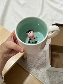 可愛卡通白色陶瓷馬克杯，3D動物圖案杯，包含樹懶、青蛙、乳牛、鴨子、獨角獸、恐龍，創意咖啡/茶杯，適合作為節日禮物或生日禮物 - 白色 - 查看 9