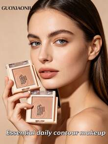 GUOXIAONIU Velvet Matte Contour Powder, Korean-Style Bronze Shadow Palette, Fine & Lightweight Face And Nose Sculpting Powder, Natural Gradient Slimming Contour Makeup - #Grey Brown - View 9