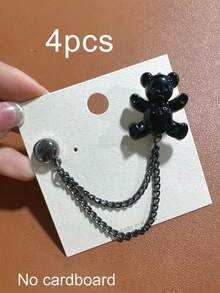 2pcs/4pcs/8pcs Cute Silver Bear-Shaped Pant Leg Shortener Clips, Prevent Pants Dragging On The Floor. Featuring Hidden Button And Pant Leg Closure Design, Seamless Fit, Effectively Shorten Pant Length. Suitable For Dress Pants And Casual Pants, Waterproof, Portable And Durable. - A - View 15