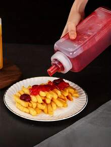 1pc Squeeze Sauce Bottle, Large Capacity Portable Kitchen Utensil, Multiple Sizes Available, Multi-Purpose Leak-Proof Condiment Bottle, Suitable For Ketchup, Jam And Salad Dressing - Multicolor - View 3
