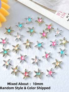 10 piezas de adornos de arte de uñas con forma de estrella de mar 3D de colores aleatorios, decoración de uñas de estrella de mar de metal con strass, gema de color sirena, strass de uñas de cristal brillante con parte posterior plana, adecuado para arte de uñas DIY, vaso, funda de teléfono, álbum de recortes y manualidades con tema oceánico, envío aleatorio - Multicolor - Ver 2