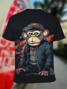 [Pierson Selection] Adult T-Shirt With 3D Digital Print, New Summer T-Shirt For Men - 煤炭煙黑 - 查看 4