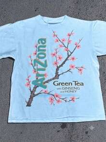 100% Cotton Women's T-Shirt - Men'S Tee Featuring Arizona Green Tea Design - 2026 Everyday Apparel - Summer Tops - New Summer Outfits For Women - 藍色 - 查看 1