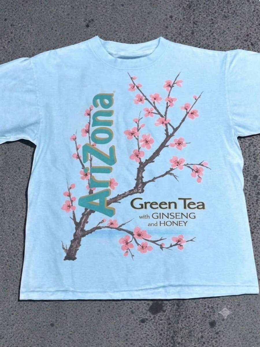 100% Cotton Women's T-Shirt - Men'S Tee Featuring Arizona Green Tea Design - 2026 Everyday Apparel - Summer Tops - New Summer Outfits For Women - 藍色 - 查看 1