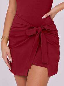 Caracilia Vestido Mini de Verano para Mujer, Sin Mangas, Ajustado al Cuerpo, con Cintura Ajustada y Pantalones Cortos Integrados, Ideal para Salir de Noche o Vacaciones - Marrón - Ver 10