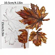 1件楓葉矽膠模具 | 可重複使用、耐用、易清洗，適用於樹脂、石膏、水泥、珠寶製作、藝術手工藝與手工DIY項目，手工藝材料 - 灰3孔楓葉模具 - 查看 9