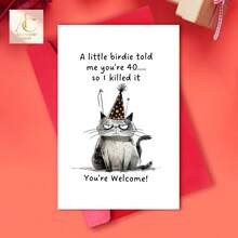 A Humorous 40th Birthday Card - High-Quality Card Featuring A Funny Kitten Design, Suitable For Family, Friends, And Businesses, A Unique Birthday Decoration, Thank You Cardreciation, Teacher Thank-You Gifts | Vibrant Card - One Size Fits All - View 1