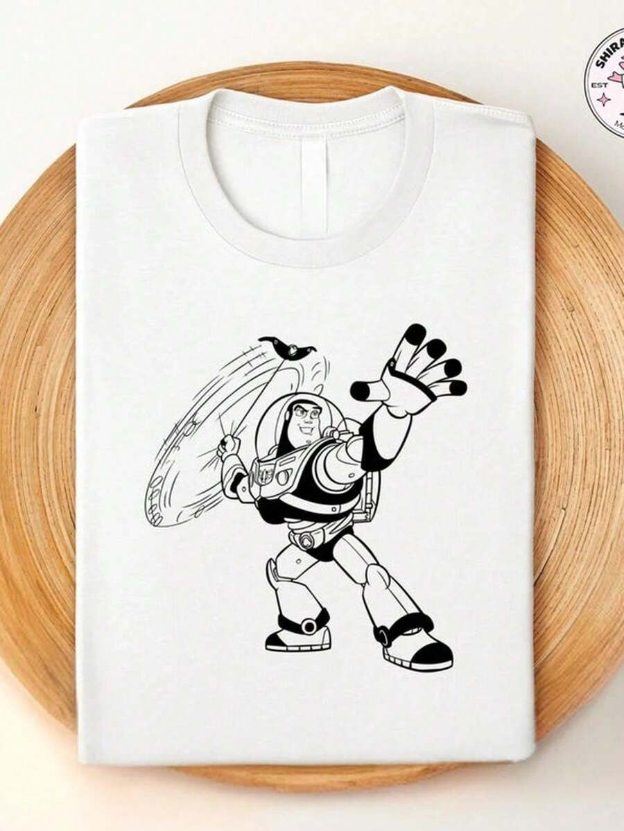 Camiseta Gráfica Estampado Robot Cómic Manga Corta Casual Streetwear Estilo Deportivo Japonés Uso Diario Blusa Gráfico - Blanco - Ver 1