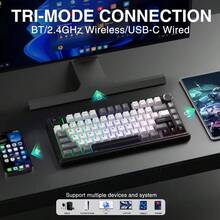 AULA F75HE Mechanical Keyboard With 2.4G/Bluetooth/5.3 Wireless Connectivity, Hot-Swappable, RGB Backlight, Multi-Function Knob, 4000mAh Battery, And 8K Polling Rate For Gaming - View 13