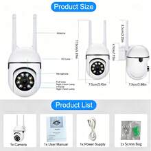 1件/2件/4件 WiFi 監控攝影機,1080p 全高清攝影機,支持 355° 全景旋轉,雙向語音,全彩夜視,遠程控制,室內外安裝;手機 App 即時查看,聖誕節、感恩節及其他節日的完美禮物 - 白色 - 查看 3